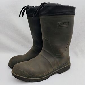 Kamik Forester Insulated Rubber Boots, US Men Size 10 - Plain Toe, Green / Black